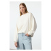 Trendyol Stone Soft Touch Crew Neck Oversize/Wide Cut Knitted Sweatshirt