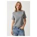 Happiness İstanbul Women's Gray Short Sleeve Knitwear Blouse