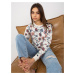 Ecru Lady's Floral Blouse with Round Neckline
