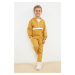 Trendyol Mustard Boy Seasonal-Thin Printed Cotton Knitted Bottom-Top Set