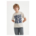 DEFACTO Boys' Crew Neck Printed Short Sleeve T-Shirt