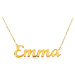 Náhrdelník v žltom 14K zlate - tenká ligotavá retiazka, lesklý nápis Emma