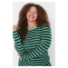 Trendyol Curve Green Striped Ribbed Body-hugging Knitwear Sweater