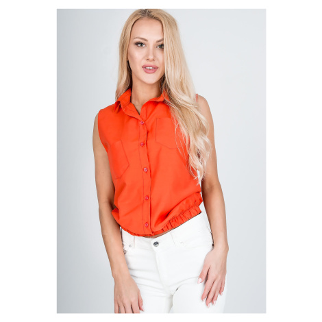 Lady's sleeveless shirt with pockets - orange
