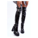 Patented over-the-knee boots with massive high heels, Black Kytia
