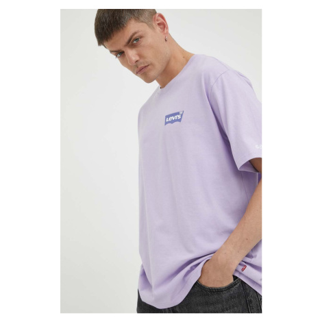 Bavlnené tričko Levi's fialová farba, s potlačou Levi´s