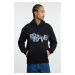 Trendyol Black Oversize/Wide Cut Hooded Puffy Print Fleece/Warm Sweatshirt