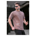 Madmext Men's Brown Patched Cotton T-Shirt 6068