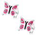 Strieborné náušnice 925, lesklý motýľ s ružovými krídlami, čierno-biele bodky