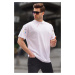 Madmext Men's White Patterned Overfit T-Shirt 6122