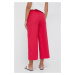 Bavlnené nohavice Sisley dámske, ružová farba, široké, vysoký pás