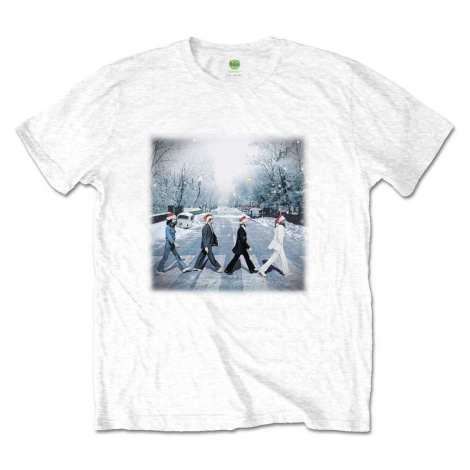 The Beatles tričko Abbey Christmas Biela