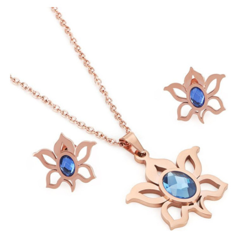 Sada šperkov z ocele slniečko s kryštálom Ružový