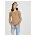 Brown Women's Ribbed T-shirt with neckline ONLY Nella - Women