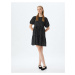 Koton Balloon Sleeve Dress Mini Polka Dot Folded Crew Neck