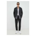 Bavlnená košeľa Karl Lagerfeld pánska, tmavomodrá farba, voľný strih, s klasickým golierom