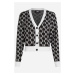 Sveter Karl Lagerfeld Kl Monogram Short Cardigan Kl Monogram Black/White