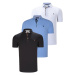 TRIPLE SET T8582 DEWBERRY MENS T-SHIRT-BLACK-WHITE-CLEAR BLUE