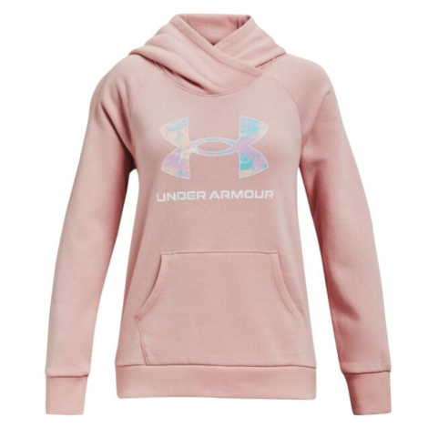 Under Armour RIVAL LOGO HOODIE Dievčenská mikina, lososová, veľkosť