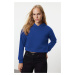 Trendyol Saks Thick Fleece Hooded Relaxed Cut Crop Basic Knitted Sweatshirt