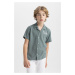 DEFACTO Boy Oversize Fit Wide Mold Polo Collar Viscose Short Sleeve Shirt