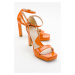 LuviShoes Mersia Orange Patent Leather Women's Heeled Shoes