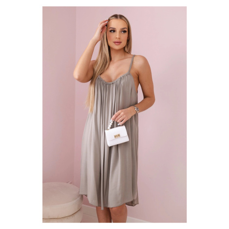 Włoski Viskózové šaty s ramienkami Cappuccino