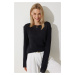 Happiness İstanbul Women's Black Summer Mercerized Knitwear Blouse