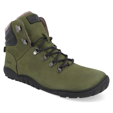 Barefoot zimní pánské boty Koel - Porter LambsWool Khaki zelená