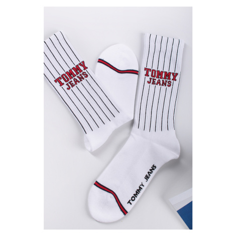 Biele vysoké ponožky TJ Sock Pinstripe Tommy Hilfiger