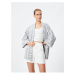 Koton Linen Blend Kimono Half Sleeve with Pocket Detail