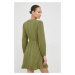 Bavlnené šaty Roxy zelená farba, mini, rovný strih