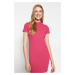 Trendyol Fuchsia Short Sleeve Crew Neck Mini Ribbed Stretchy Knitted Pencil Dress