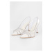 Shoeberry Women's Antoi White Transparent Webbing Stone Heeled Shoes