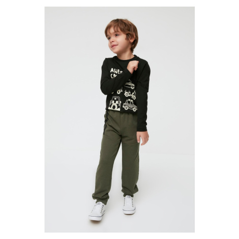Trendyol Khaki Stripe Detailed Boy Knitted Slim Sweatpants