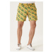 AC&Co / Altınyıldız Classics Men's Yellow Standard Fit Casual Patterned Quick Drying Swimsuit Sw