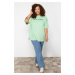 Trendyol Curve Mint Wide Pattern Printed Crew Neck Knitted T-shirt