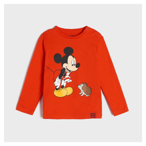 Sinsay - Tričko s dlhými rukávmi Mickey Mouse - Červená