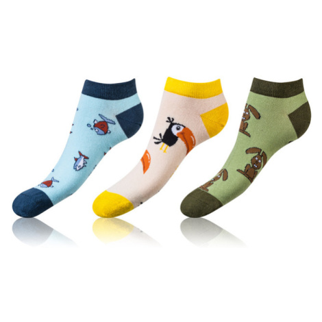 Zábavné nízke crazy ponožky unisex v sete 3 páry CRAZY IN-SHOE SOCKS 3x - BELLINDA - hnedá