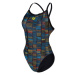 Arena slow motion swimsuit xcross back black/turquoise/multi xl - uk38