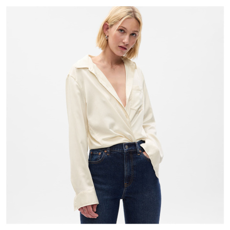 Košeľa GAP Satin Boyfriend Shirt Stone