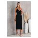 Madmext Black V Neck Strappy Knitwear Long Dress