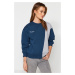 Trendyol Navy Blue Printed Basic Knitted Sweatshirt