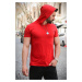 Madmext Torn Detailed Red Hooded T-Shirt 3069