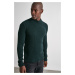 Trendyol Green Unisex Half Turtleneck Cotton Plain Knit Sweater