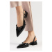 Mio Gusto Mystic Genuine Patent Leather Black Color Open Back Women's Short Heeled Shoes