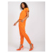 Orange velour set with neckline for V RUE PARIS