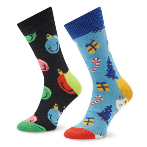Happy Socks Súprava 2 párov vysokých detských ponožiek XKHLD02-0200 Farebná