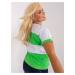 White and green blouse plus size with short sleeves