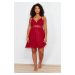 Trendyol Curve Burgundy Lace and Back Detailed Knitted Nightshirt